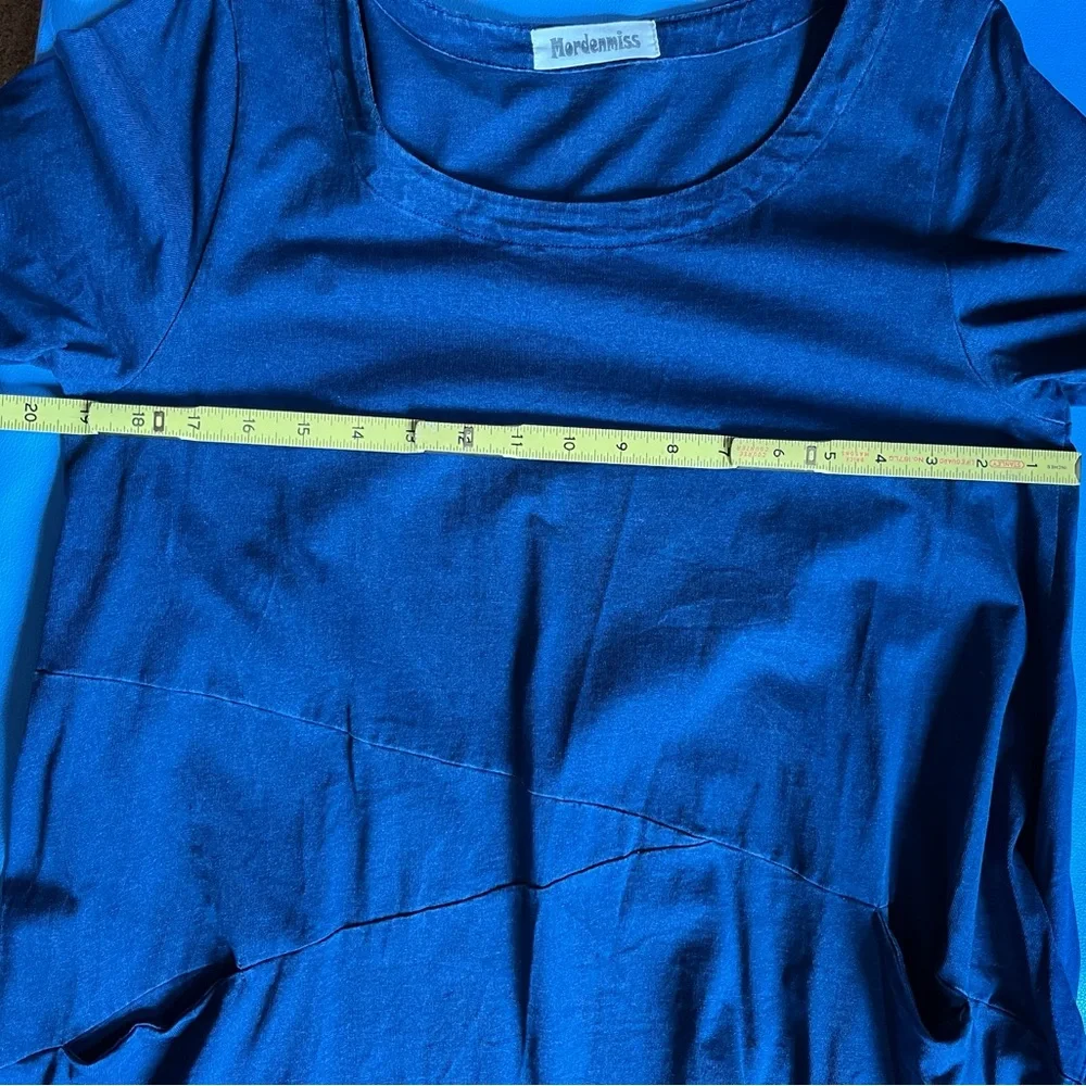 Boho Artist-style High-low Tunic Casual Dress M Navy - Picture 6 of 6
